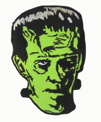 8" green, black, and white embroidered patch of Boris Karloff as Frankenstein's Monster