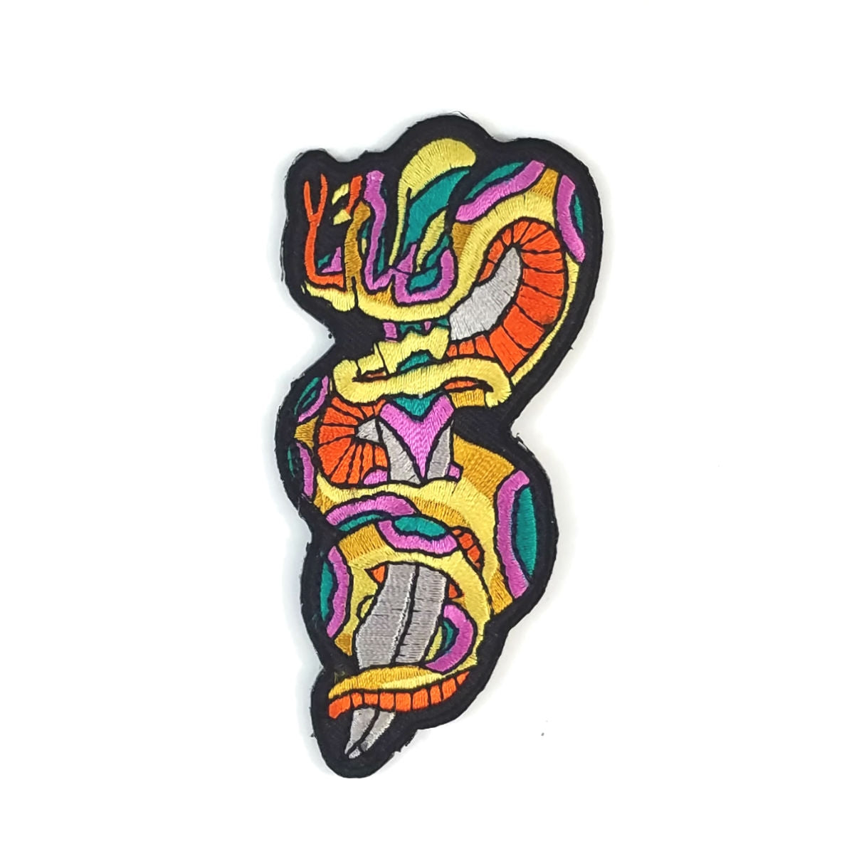 Traditional tattoo flash inspired 3.5" embroidered snake & dagger patch