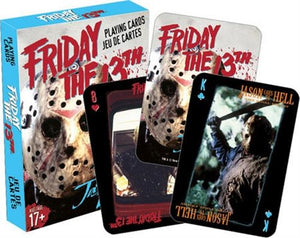 Pack of playing cards featuring gruesome color images from the 1980 slasher film, Friday the 13th