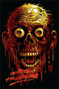 Vertical 24" x 36" movie poster of "Tarman" from the 1985 zombie comedy, The Return of the Living Dead colorful illustration red script