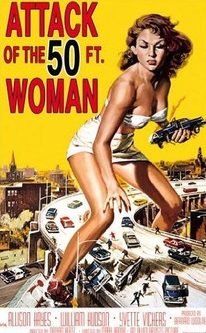 1958 sci-fi movie Attack of the 50 Foot Woman illustrated 24" x 36" color original release poster art poster