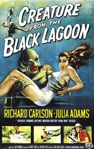1954 Universal monster movie Creature from the Black Lagoon 24" x 36" illustrated color original release art poster