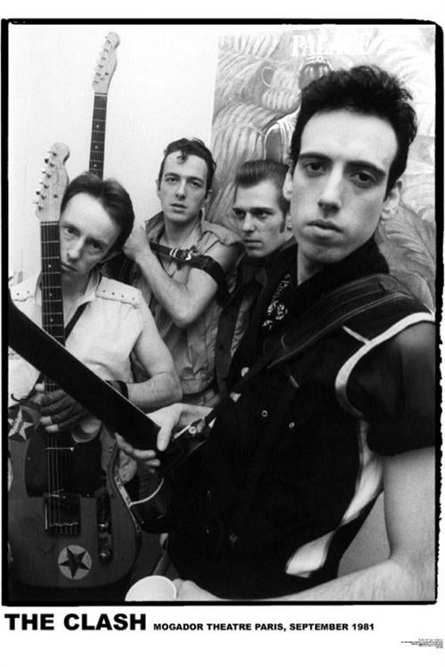 The Clash at Mogador Theatre in Paris, 1981 black & white photographic image 24' x 36" poster