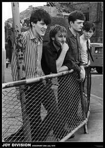 24" x 36" poster black & white photographic image of Joy Division in Stockport 1979