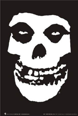 24" x 36" poster, black & white illustrated image of the Misfits Fiend Skull