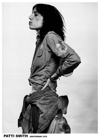 24" x 36" black & white photographic image poster of Patti Smith in Amsterdam 1976