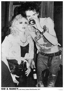 Sid and Nancy at Vortex, London 1977, black & white photo image 24" x 36" poster