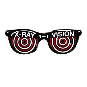 Classic novelty x-ray vision specs 1" x .5" enameled metal clutch back pin