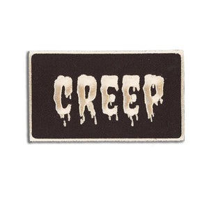 Black & bone white "CREEP" nametag style embroidered patch