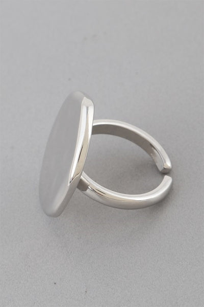 hammered silver metal irregular 1" circle shaped statement ring