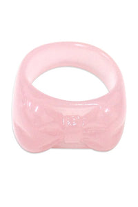 shiny pink acrylic plastic bow design ring