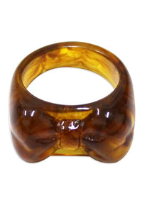 shiny translucent tortoiseshell pattern acrylic plastic bow design ring