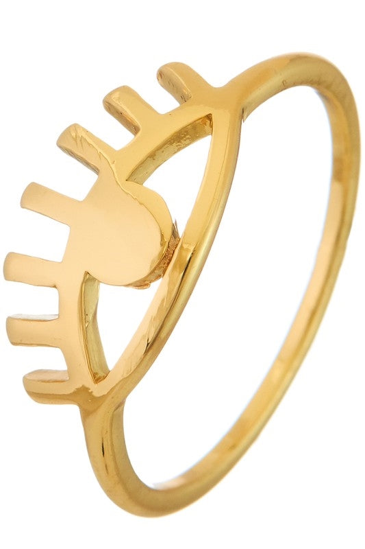 Sturdy gold metal evil eye ring