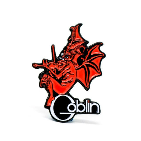 Goblin Roller red demon album cover art red enameled metal clutch-back pin