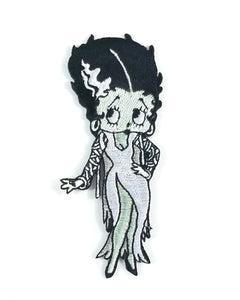 classic cartoon character Betty Boop as Bride of Frankenstein white, grey, black 4" embroidered patch