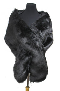 soft faux fur 100% Acrylic shawl shrug scarf in rich black