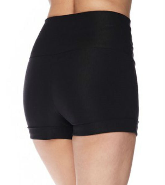 High-Waist Stretch Shorts in Black