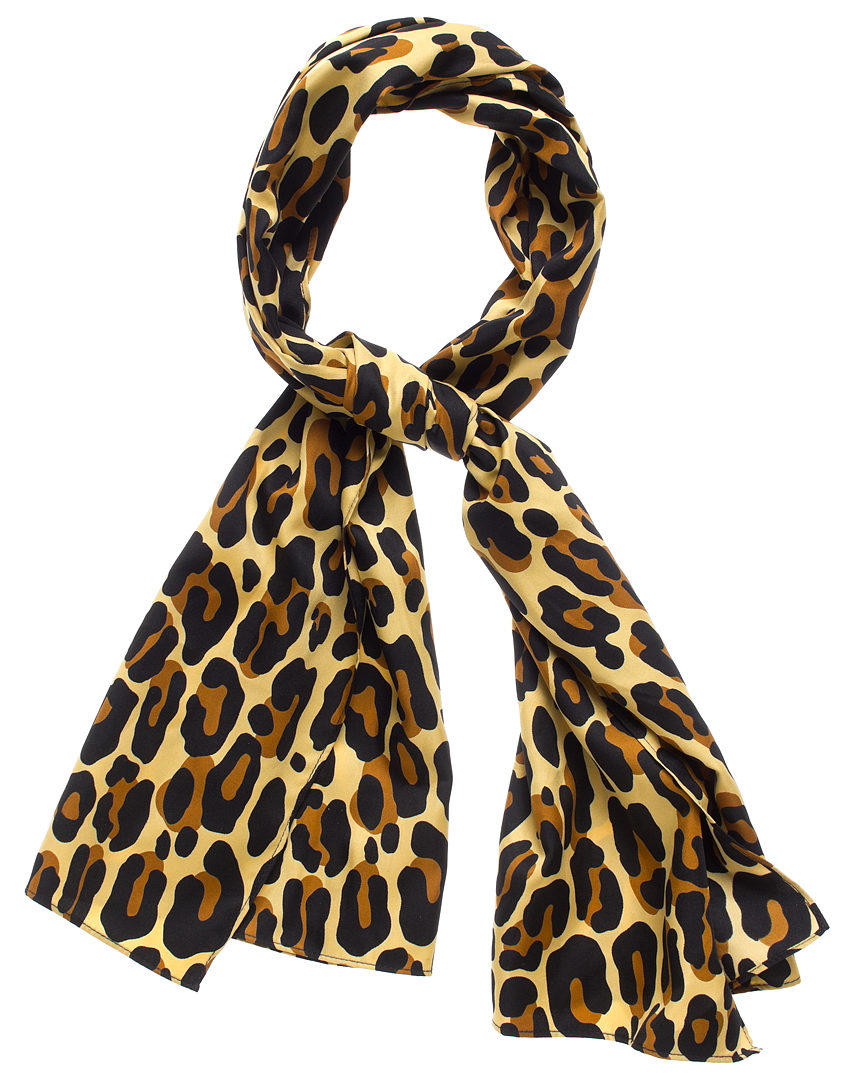 satin 44" x 16" brown tan black leopard print scarf