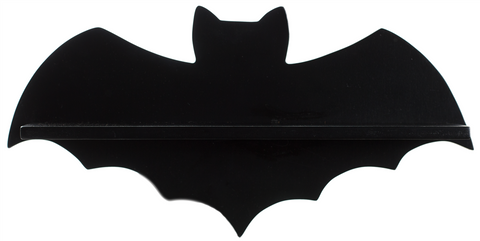 14" black MDF construction bat-shaped wall- mount shelf