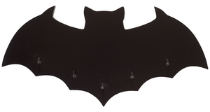 10" black mdf construction wall mount bat-shaped silhouette 5 hook key holder