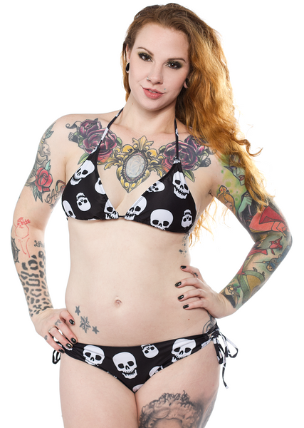 Lust For Skulls String Bikini Bottoms by Sourpuss - Size XL