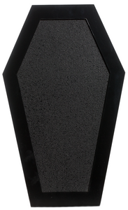 15" tall black on black coffin shaped cork memo wall hang board
