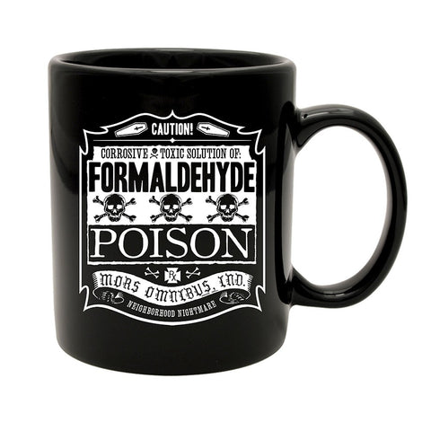 vintage-style "Poison" label front & back print in white on black 11 oz. ceramic mug