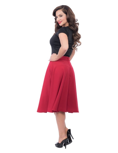 High-Waisted Thrills Skirt with Pockets in Red