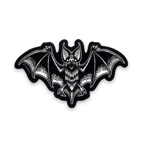 3" x 1 1/2" die-cut vinyl black and white Batt Attack bat sticker