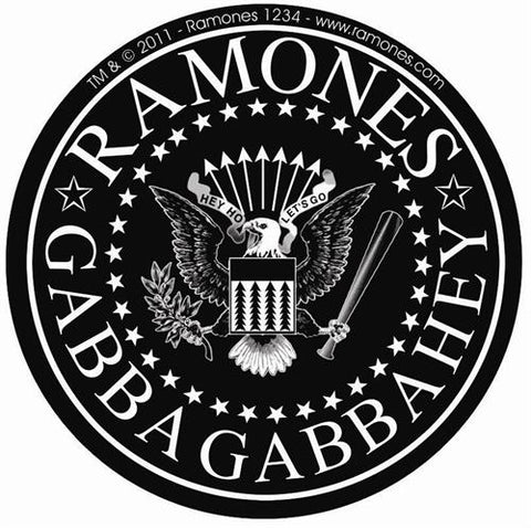 Ramones "Gabba Gabba Hey" Presidential Seal in black and white 3,25" round vinyl sticker