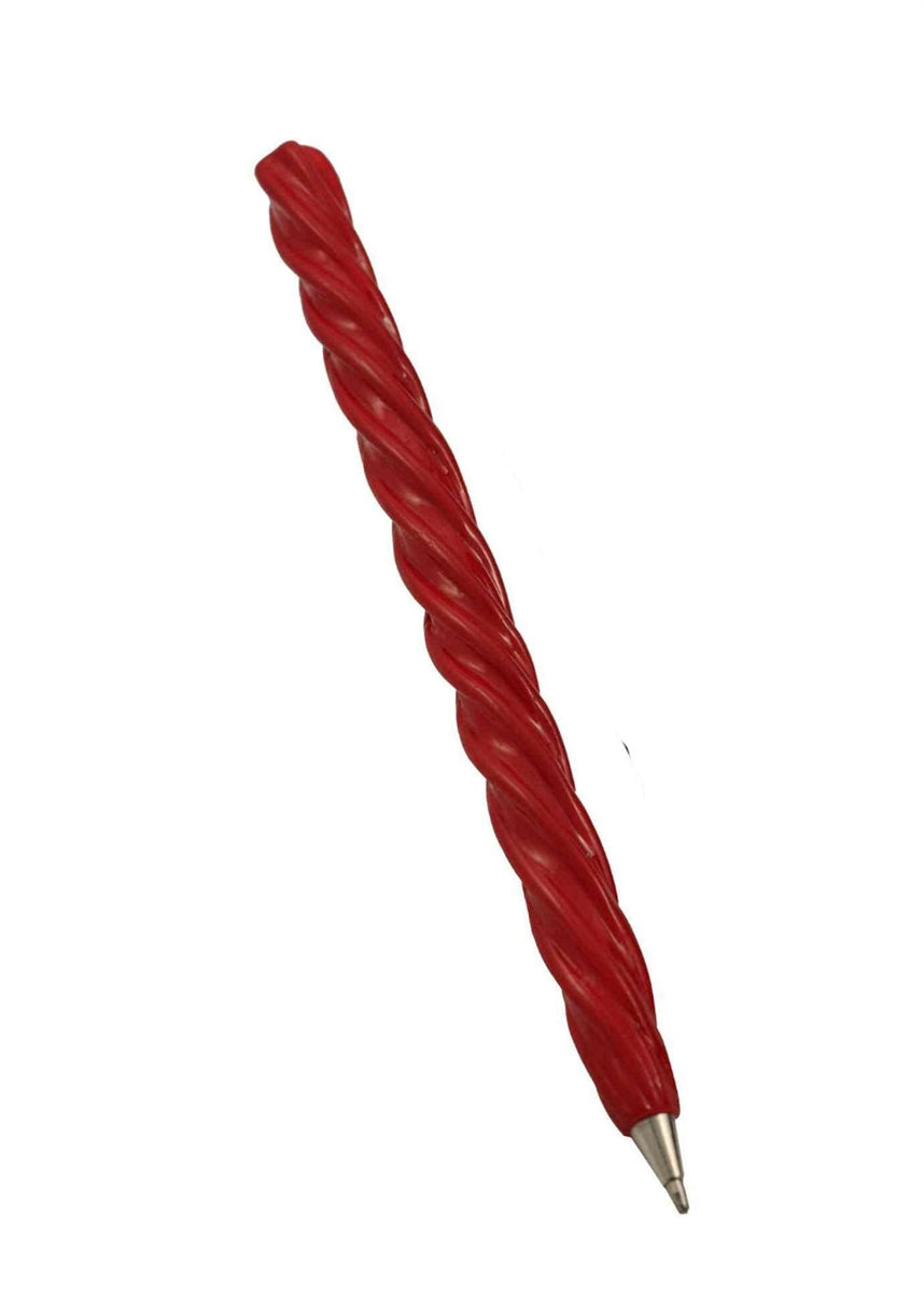 polyresin red licorice twist look-alike novelty ballpoint pen