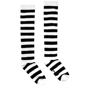 black and white striped knee socks
