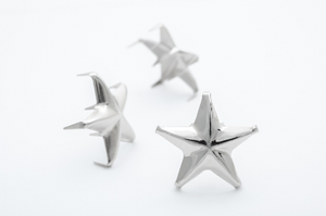 three 15/16" x 15/16" x 1/8" silver metal star shaped studs
