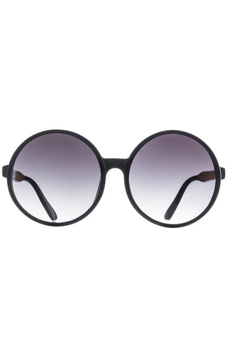Large 3" round black plastic frame gradient smoke lens sunglasses