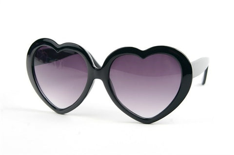 Black plastic frame heart-shaped sunglasses with gradient smoke lenses