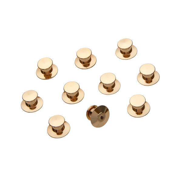 10 locking pin backs in gold metal