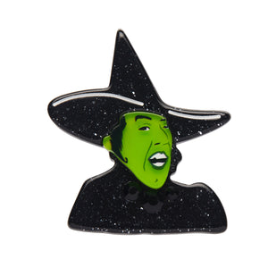 Wizard of Oz Collection "Wicked Witch of the West" portrait layered resin brooch with Czech glass crystals
