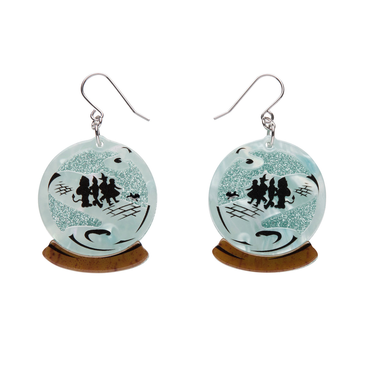 pair Wizard of Oz Collection "Crystal Ball" layered resin dangle earrings
