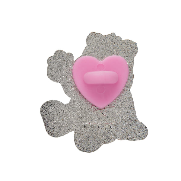Care Bears Collection "Make a Wish" enameled silver metal clutch back pin, shown back view