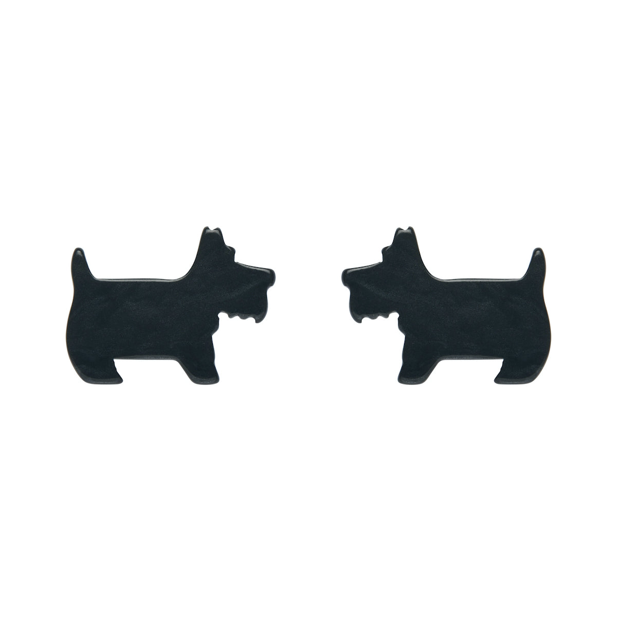 Essentials Collection Scottish terrier shaped post earrings in black ripple texture 100% Acrylic resin