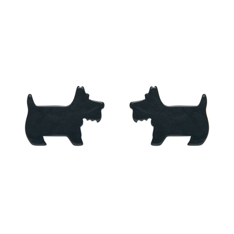 Essentials Collection Scottish terrier shaped post earrings in black ripple texture 100% Acrylic resin