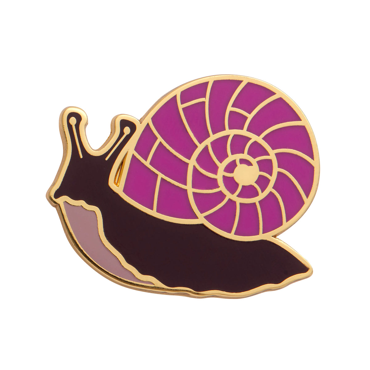 La Belle Époque Collection "Painted Shell" purple snail enameled gold metal clutch back pin
