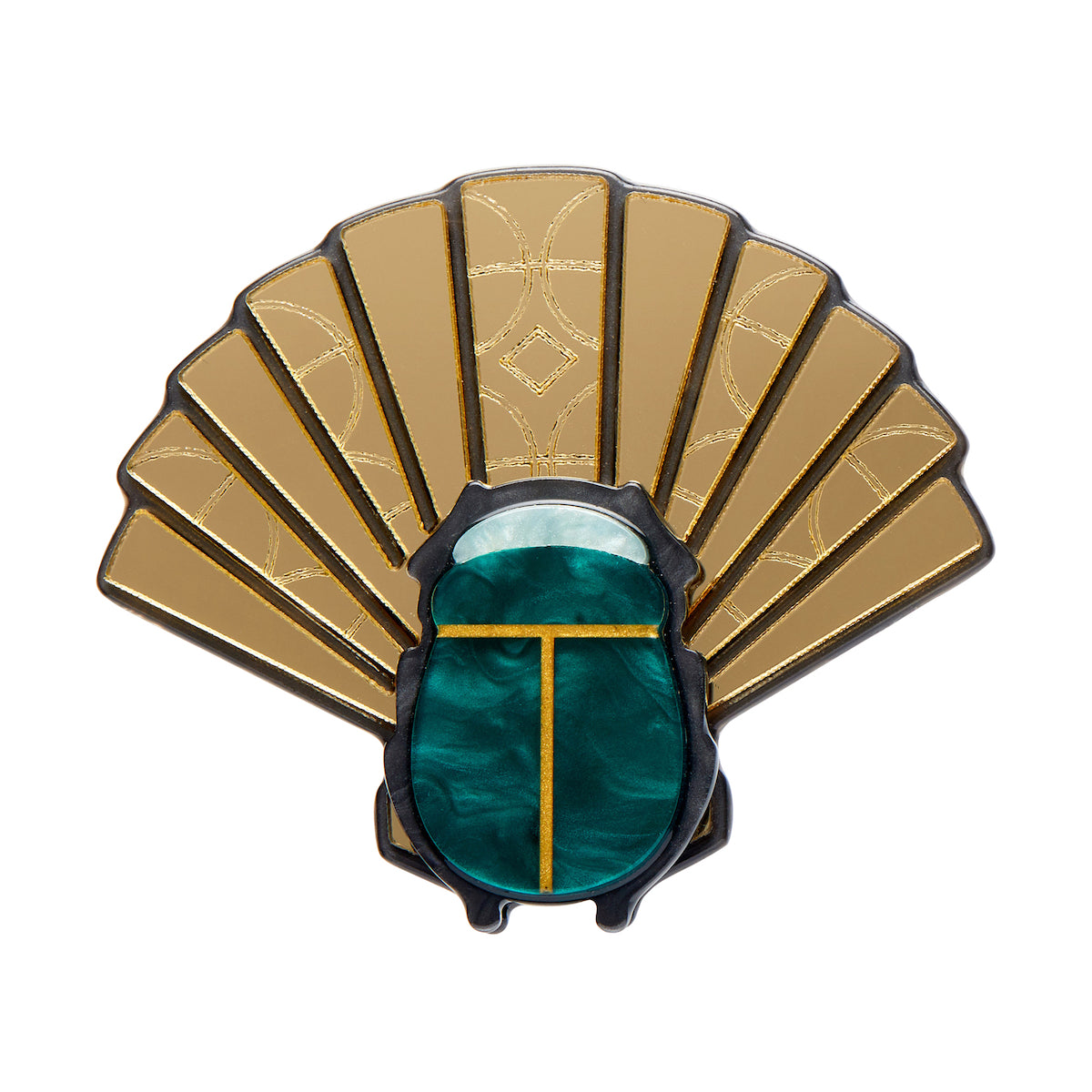 Egyptian Revival Collection "The Heart of Egypt" Scarab layered resin brooch