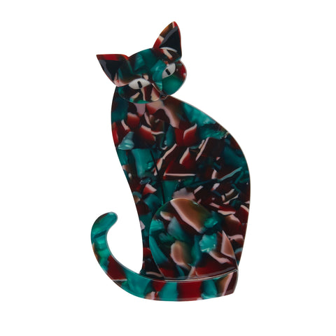 Fan Favourites release "Thomas Taffy Cat" sitting multi color kitty layered resin brooch