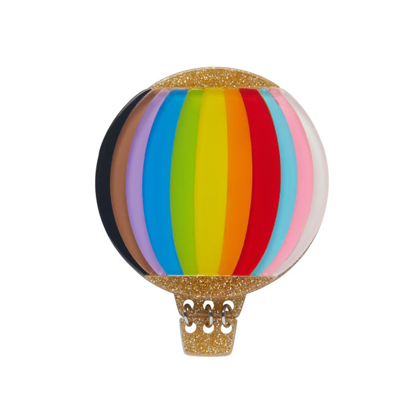 Pride & Joy Collection "Inclusion Around the World" inclusion rainbow striped hot-air balloon layered resin brooch