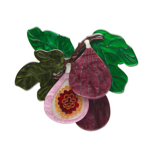 Botanical Fruit Collection "Fig Monday" purple and green layered resin brooch