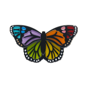 Pride & Joy Collection "Prince of Pride" rainbow colored butterfly layered resin brooch