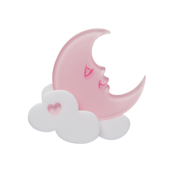 Care Bears Collection "Sweetest Dreams" pink cresecent moon on cloud layered resin brooch