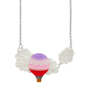 Fan Favourites release "Around the World" hot air balloon and clouds pendant on silver metal chain necklace