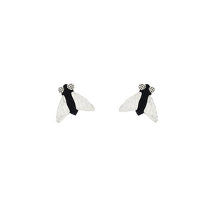 pair 5/8" black & clear laser cut acrylic fly post earrings